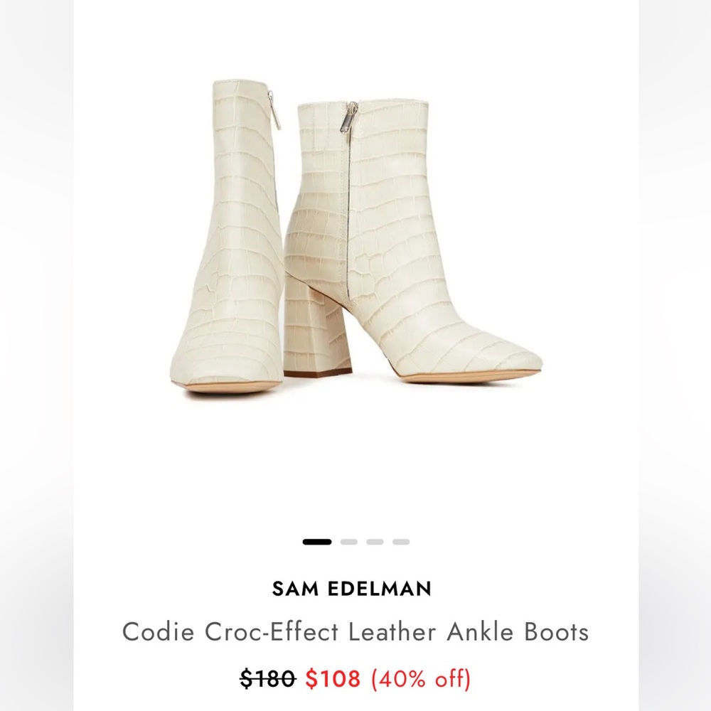 Sam Edelman Code Croc Effect Off White Booties - image 1